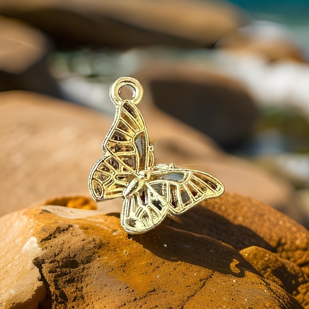 🔴 5 for $10 ONE Golden Butterfly Charm Pendant for Jewelry Making